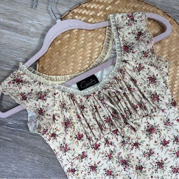 Vintage Y2K dainty floral cottagecore mini dress‎ ruffle women’s size XS - Picture 5 of 5